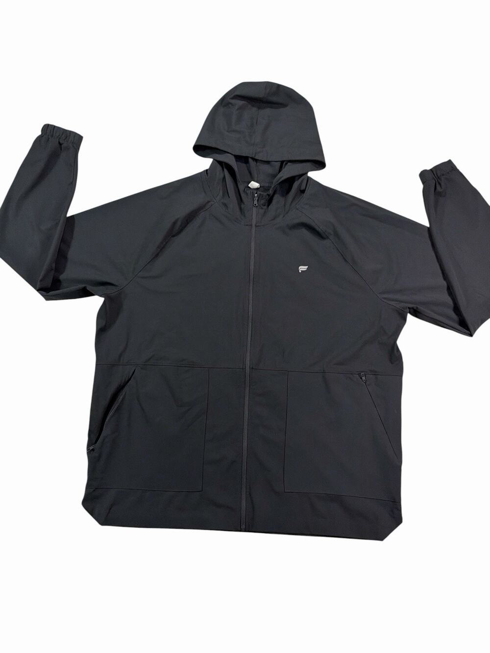 Fabletics Womens Black Hooded Full Zip Lightweight Jacket Athletic Size XL